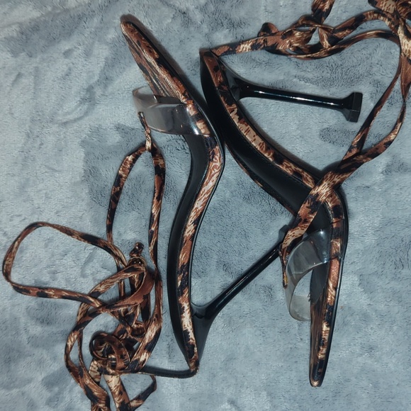 ASOS leopard,tie- up heels - Picture 4 of 4